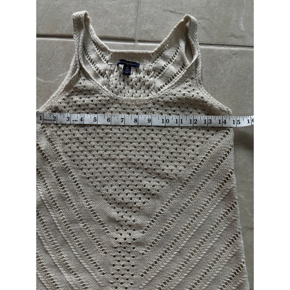 American Eagle Vest Womens Medium Cream Crochet Beachy Coastal Quiet Luxury - Picture 6 of 7